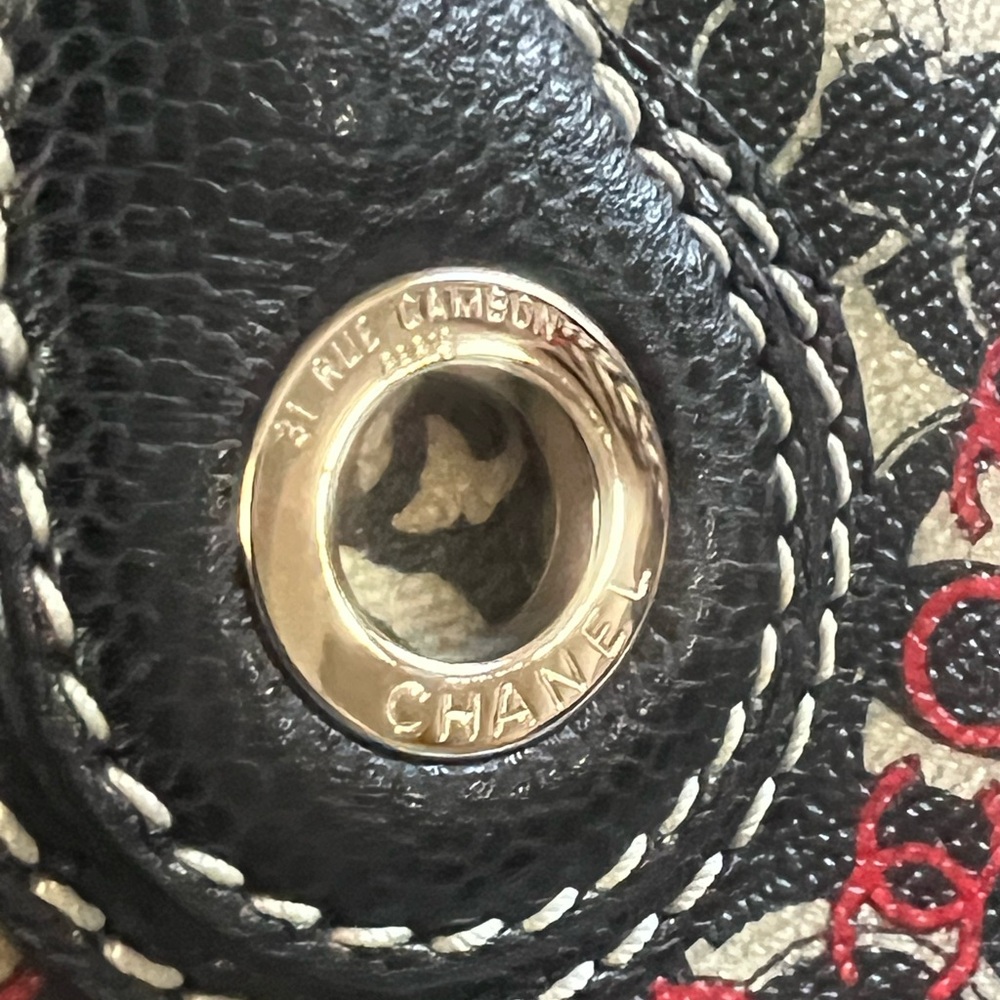 CHANEL Black and Red Embroidered Tote Bag - Picture 10 of 14